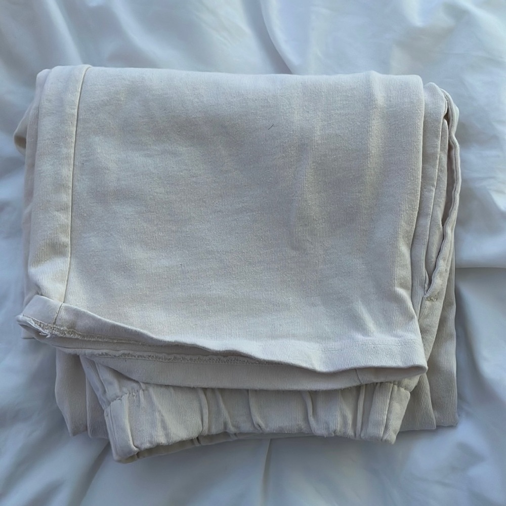 Cream wide leg sweats
